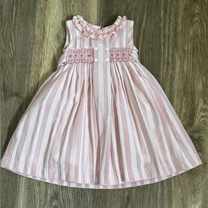 Pepa London Baby Girls Pink Striped Handsmocked Dress. (Easter) Size 18 months